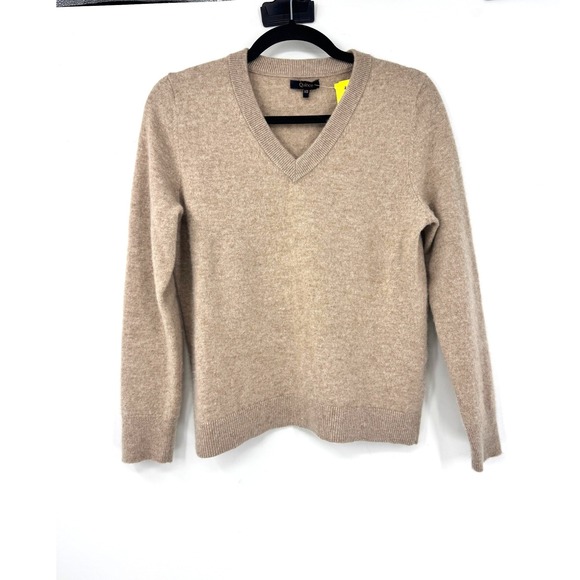 Quince Sweaters - Quince Mongolian Cashmere Relaxed V-Neck Knit Pullover Sweater Oatmeal XS